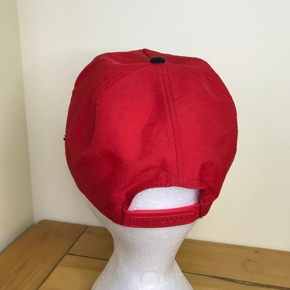 Bar-DE Transportation Embroidered Nylon Trucker Cap 90s Red with Black Brim Hat - Picture 6 of 7